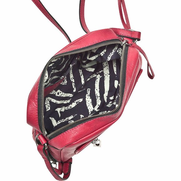 Sanctuary HERO New Leather Crossbody X-body Shoulder Handbag RED/Beet ๐HP๐ - Picture 6 of 13